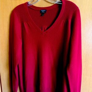 Beautiful cranberry cashmere sweater, so soft and cozy